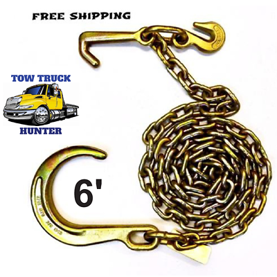 G70 Wrecker Tow Truck V-Chain With V-Bridle & Mini J/T/R Hooks - For Rollback & Car Carrier Trucks