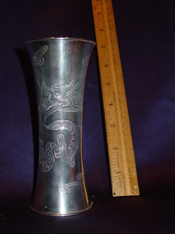 C1910 Chinese Export Silver Vase  Hallmarked .85 Silver