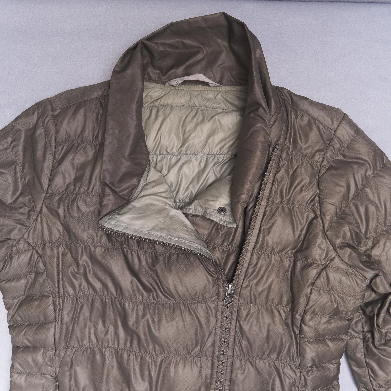 athleta downalicious goose down asymmetrical zip jacket