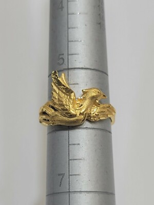 24k Gelbgold Phoenix Ring Größe 5,75 kostenlose Größenänderung