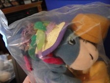 The Disney Store Easter Pooh  Eeyore bean bag plush figures-New-w/Tags