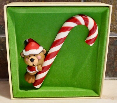 Hallmark 1979 A Christmas Treat Vintage Tree Trimmer Ornament Bear Candycane MIB