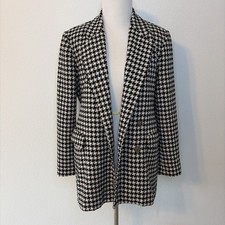 Aldolfo Studio Vintage Black And White Blazer Oversized Houndstooth Large
