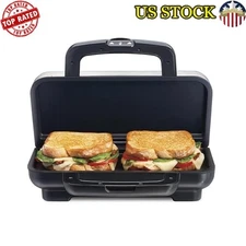 700W Stainless Steel Sandwich Maker Nonstick Ceramic Plates Compact Design New
