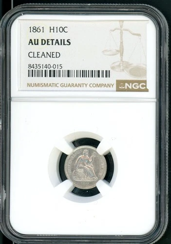 UNITED STATES 1861 SEATED LIBERTY HALF DIME SLABBED NGC AU DETAILS       6