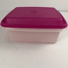Vintage rectangular Tupperware Purple lid Storage Container. Ice Cream Saver