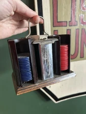 Vintage Bakelite Poker Chip Caddy with Chips And Cards