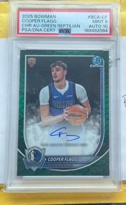 2025-26 Bowman Chrome RC Card Cooper Flagg Green Reptilian Auto PSA 9 Auto 10!