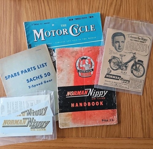 Norman Nippy Oldtimer Moped Handbuch & Ersatzteilliste, 1957 Straßenprüfung, Restposten