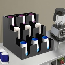 Acrylic Coffee Cup Holder Tabletop Disposable Cups Organizer 9-Compartment Black