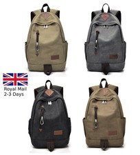 Large Vintage Canvas Backpack Rucksack School Satchel Hiking Bag Camping Travel