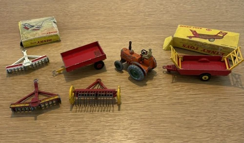 Vintage Dinky Toys Farm Set - 6 Pieces & 2 Original Boxes