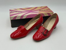 Vintage 60s/70s Womens Red Patent Leather Shoes Heel Huggers Size 7 B