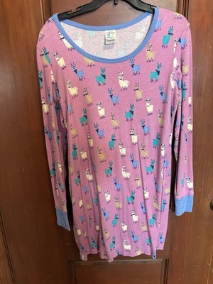 Nite Nite Munki Munki L Hipster LLamas Long-sleeve Sleepshirt/Night Gown EUC