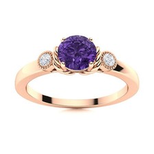 Amethyst Gemstone Trendy New Three-Stone Ring Jewelry 925 Sterling Silver