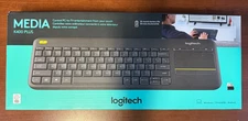 Logitech K400 Plus Wireless Black Keyboard Media Controls Built-In Touchpad
