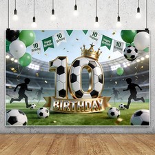 Football Backdrop Sports Happy 10th Birthday Party Photo Background Banner Decor