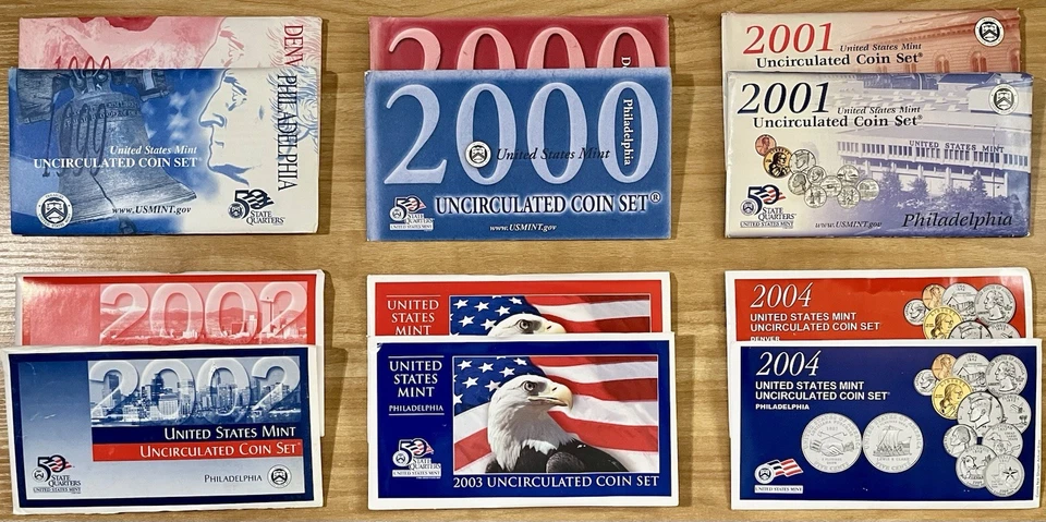 1999-2009 Run 11 US Mint Uncirculated Sets Philadelphia Denver 50 State Quarters - Image 2 of 4