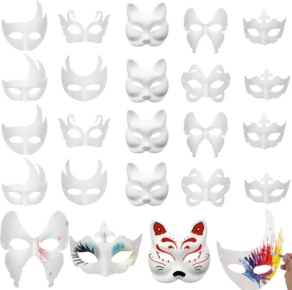 50PCS DIY Blank Masquerade Masks for Halloween - Image 3 of 4