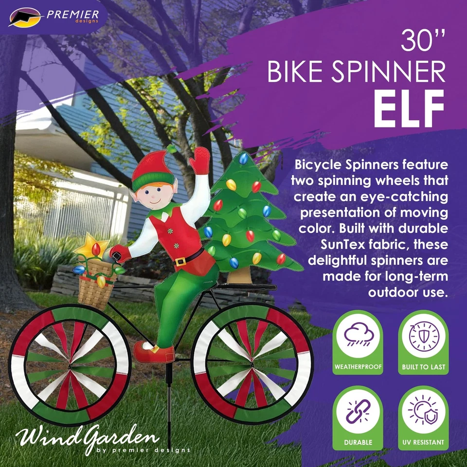 Bicicleta Spinner Elf 30" - Diseño Caprichoso Navidad, Resistente a la Intemperie Exterior... Foto 2 de 4