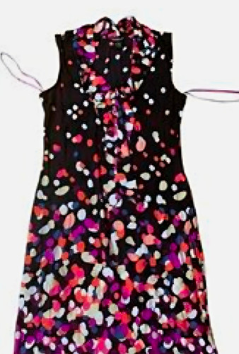 Glamour Black Multicolor Polka Dot Ruffle Neck Sleeveless Bodycon Dress 16