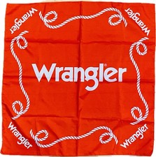 Wrangler Western Red White Bandana - Red Rope Print - Square Scarf Rodeo