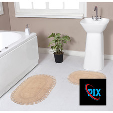 Home Weavers Hampton Crochet Reversible 100 Cotton Bathroom Rugs Set Washable