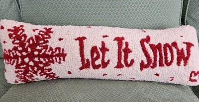 Chandler 4 Corners Hooked Pillow 8 x 22 Laura Megroz  Let It Snow  Cream