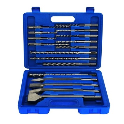 17Pcs SDS Plus Rotary Hammer Drill Bit and Chise Set Drill Cut Concrete Bricks