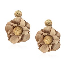 Rattan Flower Drop Dangle Earrings, Boho Flower Statement Earrings for Women Br