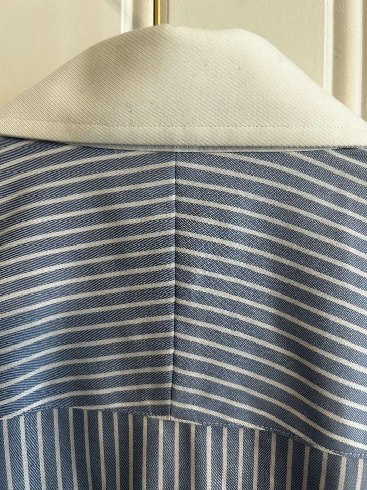 Tasso Elba Regular Fit No iron Men Size 16 1/2, 36-37 Long Sleeve Shirt Blue - Image 4 of 4