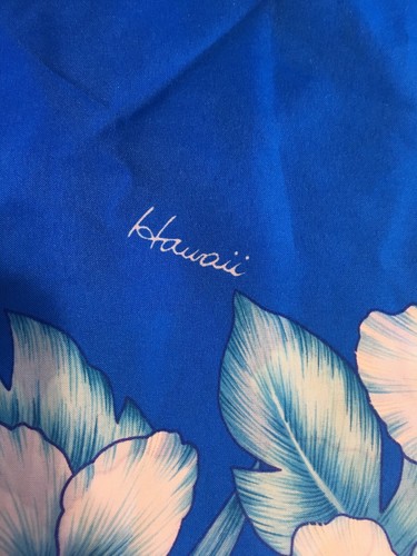 Kalena Fashions Made In Hawaii Teal Blue Floral Shirt Preowned Polyester Sz L - 第 2/5 張圖片