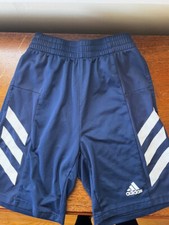 Adidas Athletic Shorts Youth Medium 10-12 Navy White Stripe
