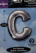 Anagram Balloons (Letter C) Foil Mylar Balloon 25" x 32" Silver New!!!