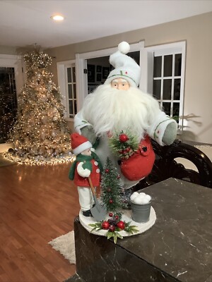 Kirkland Christmas Santa With Boy Winterland 16'' Red White And Green