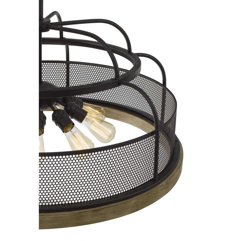 Lámpara de araña Cal Lighting Fx-3706-9 Akaki 9 luces 25" de ancho - hierro/roble claro Foto 2 de 4