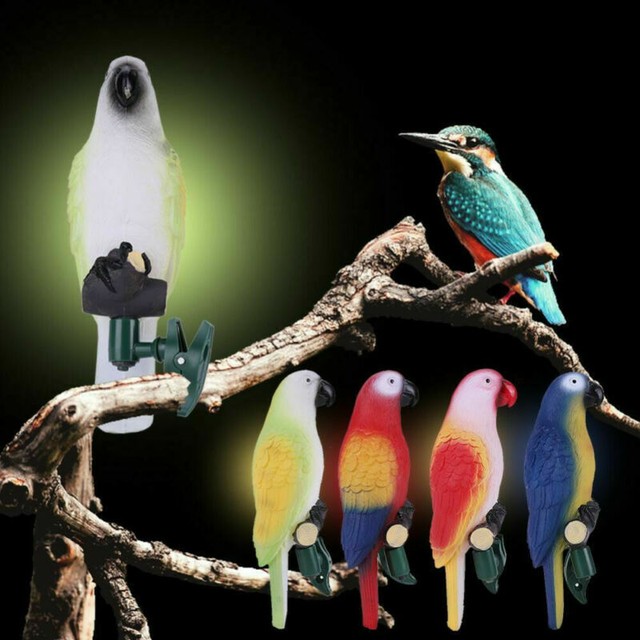 Solar Power Outdoor Garden Ornament Path Lamp Bird Parrot LED Night