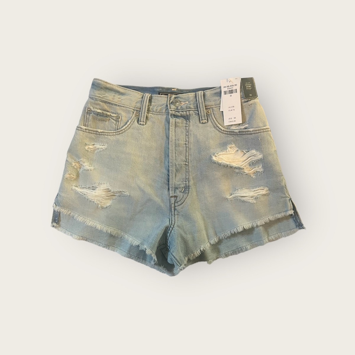 エリ Abercrombie & Fitch High Rise Button Fly Cut Off Denim Shorts sz
