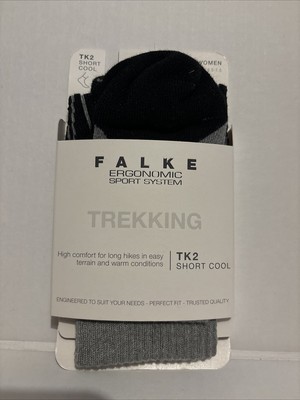 Falke Womens Trekking Socks TK2 Short Cool 4-5 Light Grey 37-38 BNWT Freepost