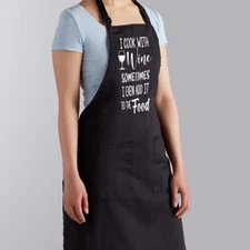 I Cook with Wine Funny Mom Quote Gift Drinking Cooking Bib Drink Kitchen Apron