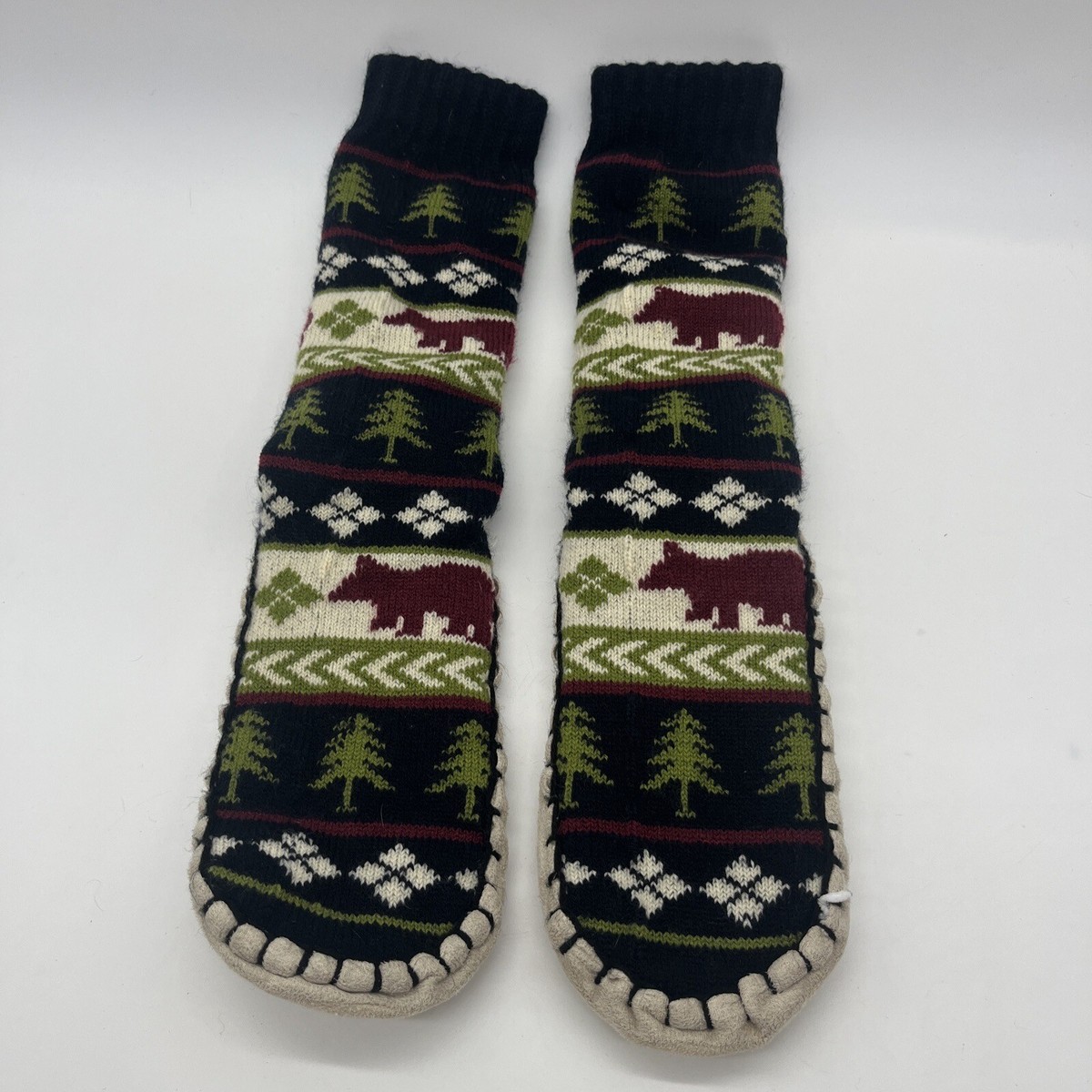 Lazy One Woman's Slippers Mukluk Faux Suede Soles Knit Winter