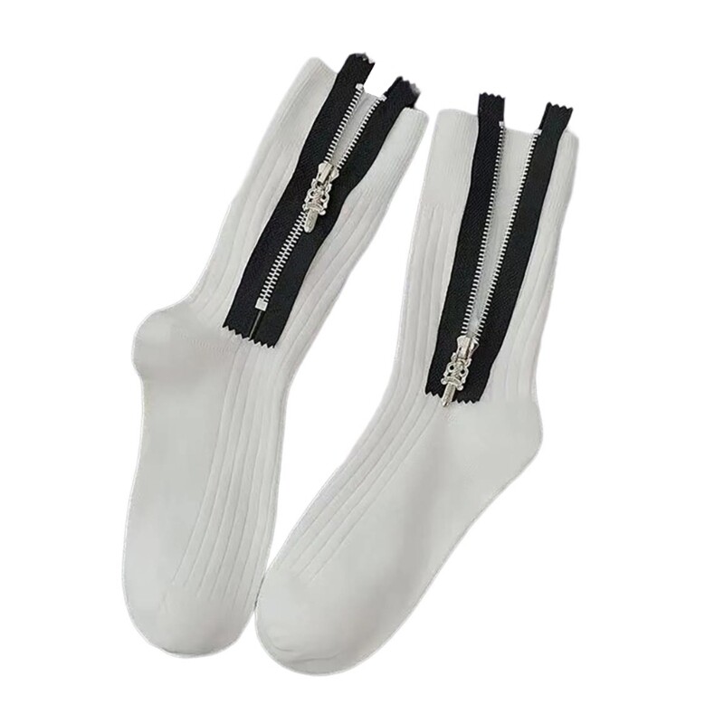 Zippers Ankle Socks Trendy Booties Socks Casual Calf Socks Cotton Socks-image