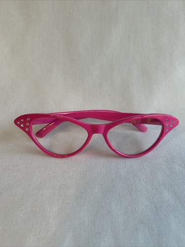 Costume Cat Eye Glasses 50s Style Clear Lens Adult Rhinestones You Pick Color - Picture 10 of 12