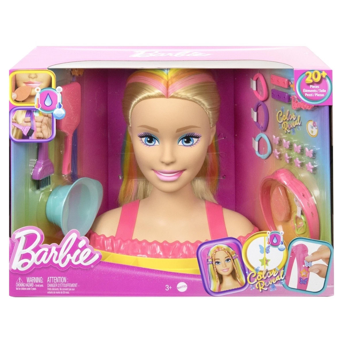 Jeu Tête Barbie Avec Accessoires Jouet pour Petite Fille De Peigne