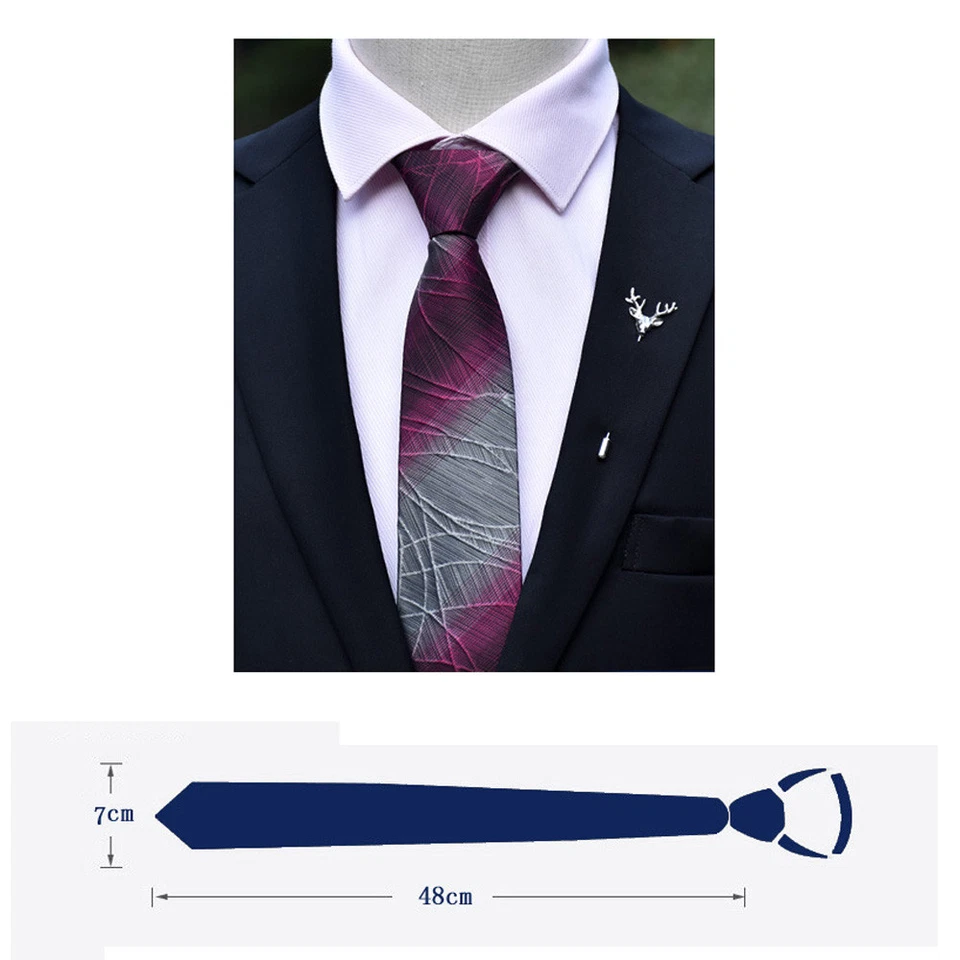 Men’s Striped Zipper Pre-tied 7cm Neckties Wedding High Grade Business Neck Tie - image 4 of 4