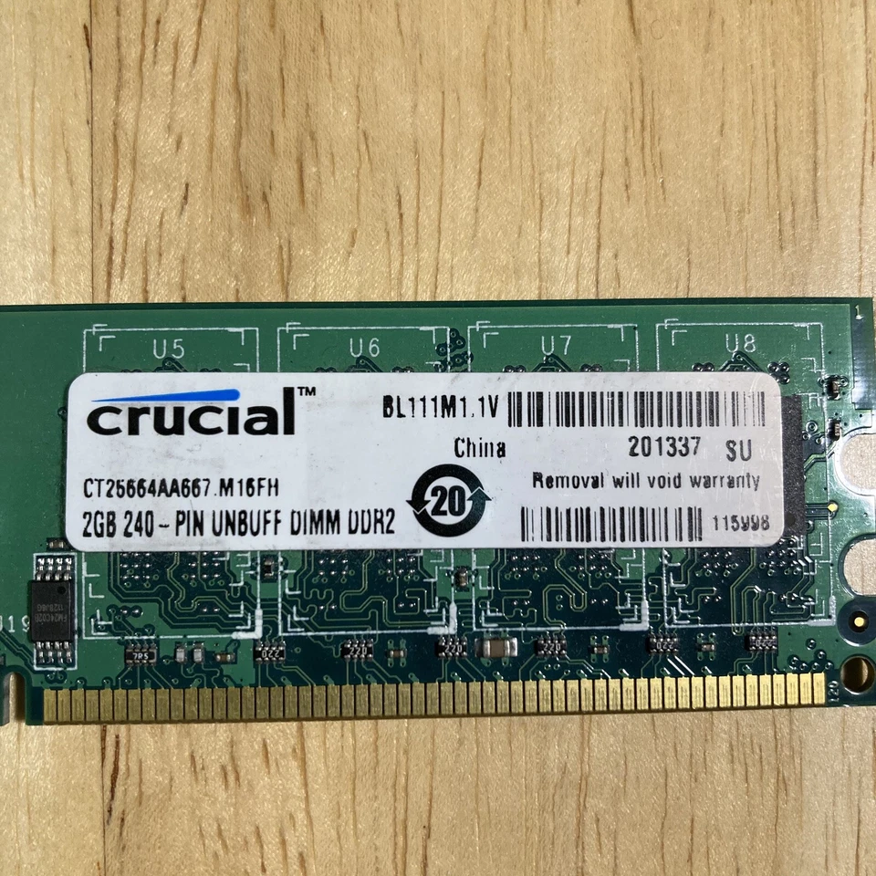 Crucial CT25664AA667 16FE DDR2 PC2-5300 Micron 240-Pin RAM Sodimm Memory - Image 2 of 3