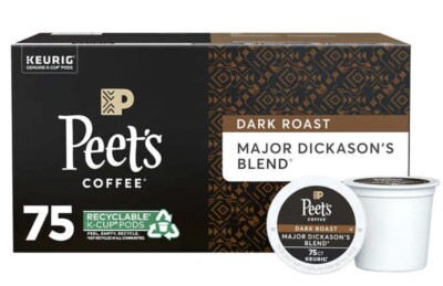 Peet's Coffee K-Cups, Dark Roast Major Dickason's Blend, 75 Count Pods Single...
