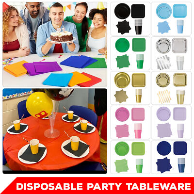 Partygeschirr Set Teller Tassen Servietten Einweg Papier Geburtstag Hochzeit 64-70x