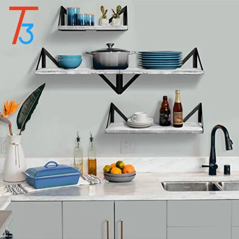 (gary only) Floating Shelves for Wall, Rustic Wood Wall Shelves Decor Set of 3