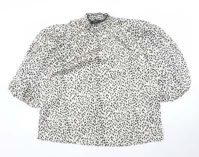 AX Damen beige Tier Polyester Mischung Bluse Größe 14-Leopard